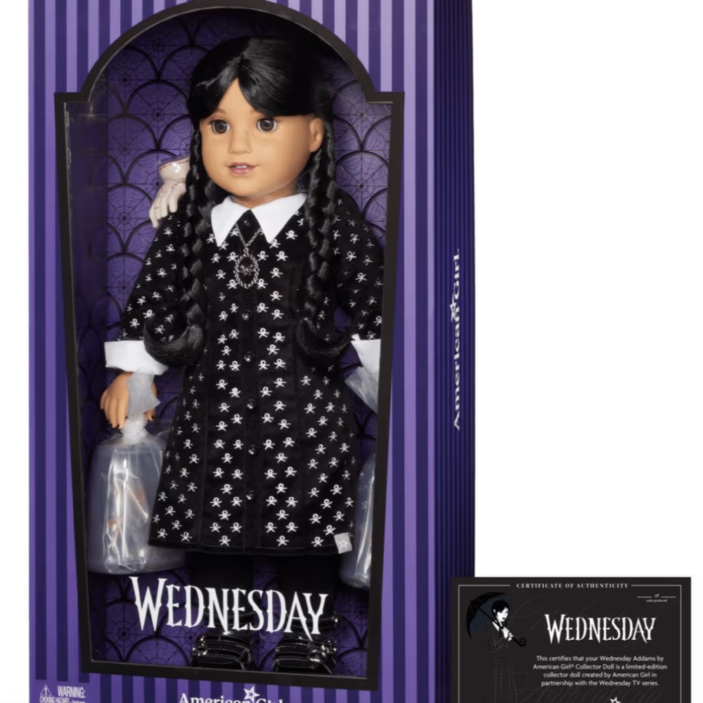American Girl Wednesday Adams Doll - Black and White Outfit